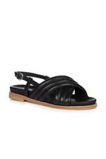 An image of the Emu Australia Borradaile Flat Buckle Sandals in the colour Black.