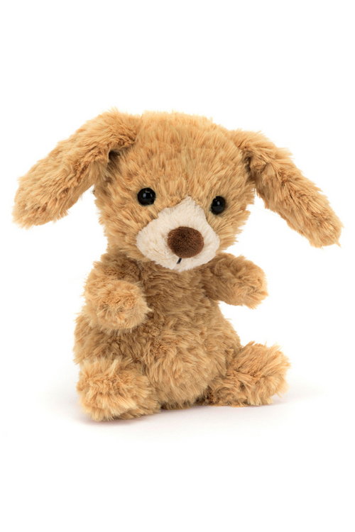 Jellycat Yummy Puppy. A soft toy puppy with golden fur, floppy ears, and cute paws.