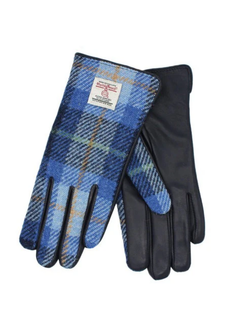An image of the Heather Accessories Skye Harris Tweed And Leather Women's Gloves