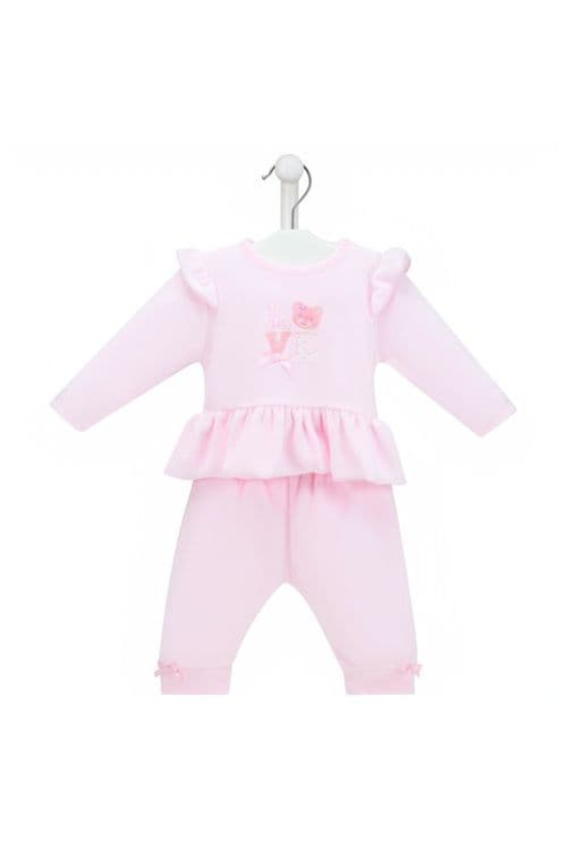Teddy Love Velour Top & Trouser Pink