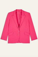 An image of a female model wearing the BA&SH Cher Oversized Blazer Jacket in the colour Pink.
