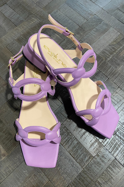 An image of the Evaluna Adel Flat Strappy Sandal in the colour Purple.