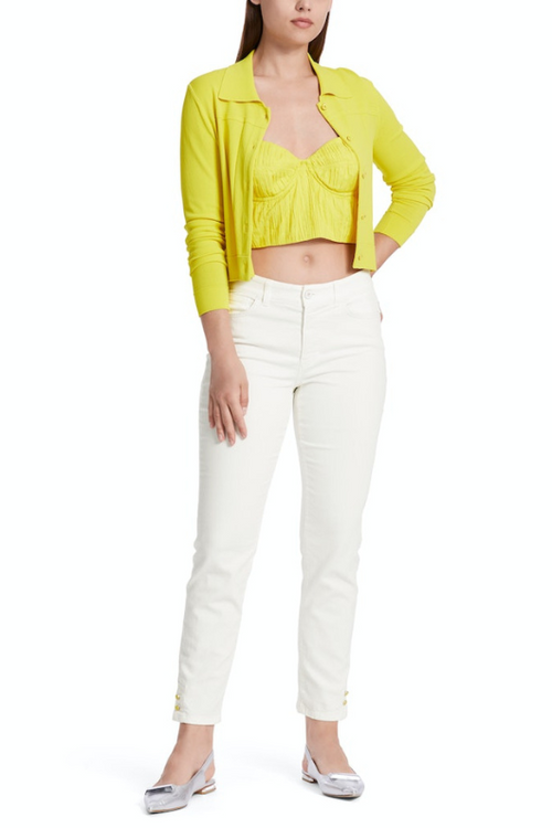Marc Cain Silea Slim Fit Jeans. Figure-hugging jeans with pockets, button & zip fastening, and an off white design