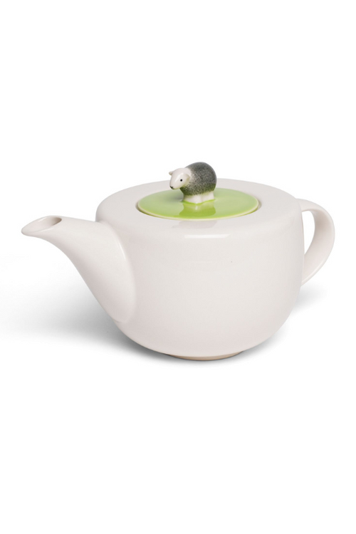 The Herdy Company Teapot in white with a small sheep on the top