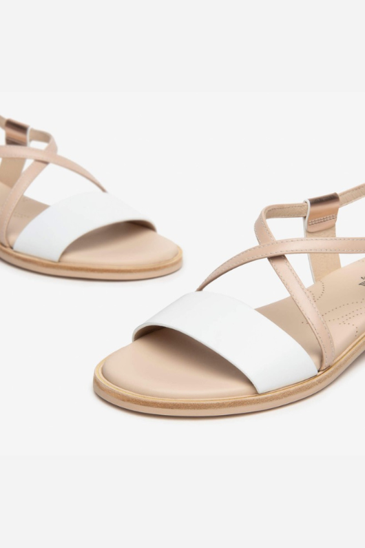 An image of the Nero Giardini Flat Leather Sandals in the colour White.