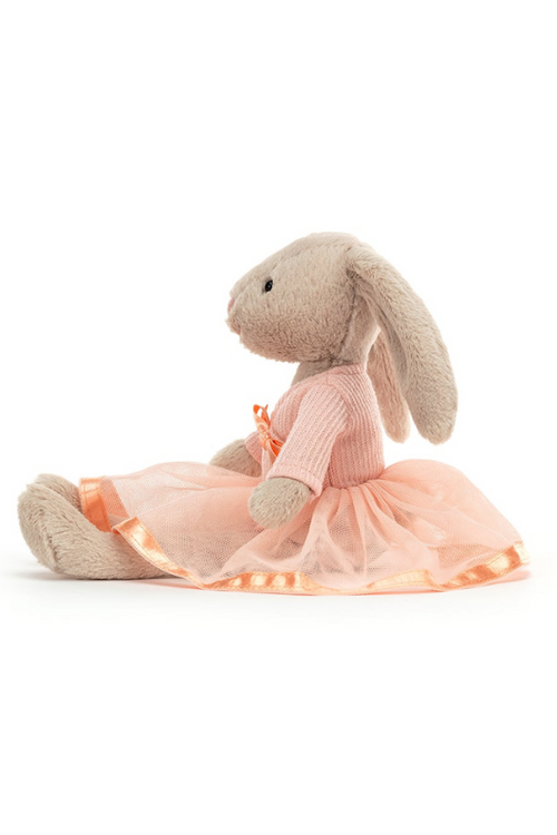 Jellycat Lottie Bunny Ballet. A cute bunny soft toy wearing a pink ballet outfit with tutu.