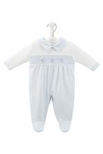 An image of the Dandelion Bunny & Star Smocked Sleepsuit