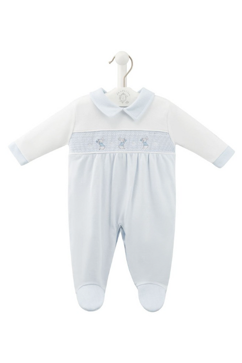 An image of the Dandelion Bunny & Star Smocked Sleepsuit