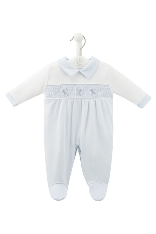 An image of the Dandelion Bunny & Star Smocked Sleepsuit