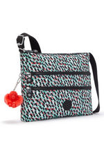 Kipling Alvar Medium Crossbody Bag. A lightweight crossbody bag with multiple zipped compartments and Kipling logo/monkey charm. This bag features an abstract multicoloured print.