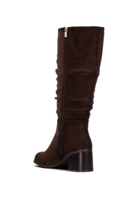 Suede Heeled Knee High Boots