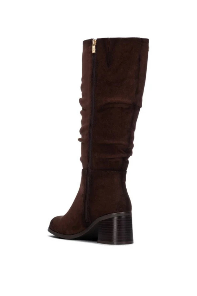 Suede Heeled Knee High Boots