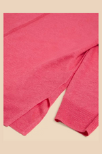 An image of the White Stuff Linen Crew Jumper in the colour Bright Pink.