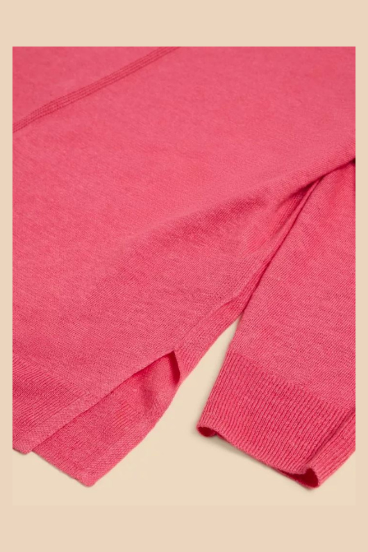 An image of the White Stuff Linen Crew Jumper in the colour Bright Pink.