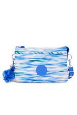 Kipling Riri Small Crossbody Bag with diluted blue print and Kipling monkey keychain