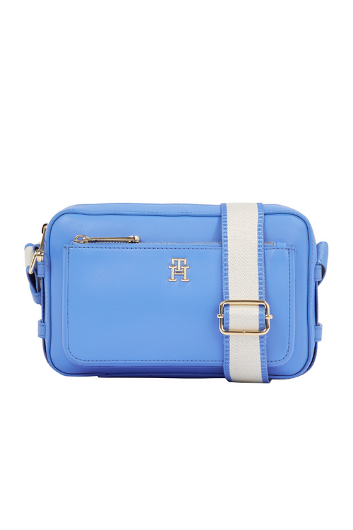 An image of the Tommy Hilfiger Iconic TH Monogram Small Camera Bag in the colour Blue Spell.