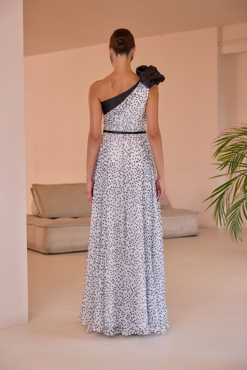 An image of the Carla Ruiz Asymmetric Long Dress