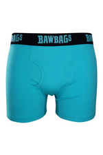 An image of one of the Bawbags Bright Baws Boxers in the colour Blue.