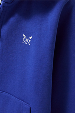An image of the Crew Clothing Zip Through Hoodie in the colour Bright Blue.