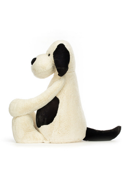 An image of the Jellycat Jellycat Bashful Black & Cream Puppy Giant