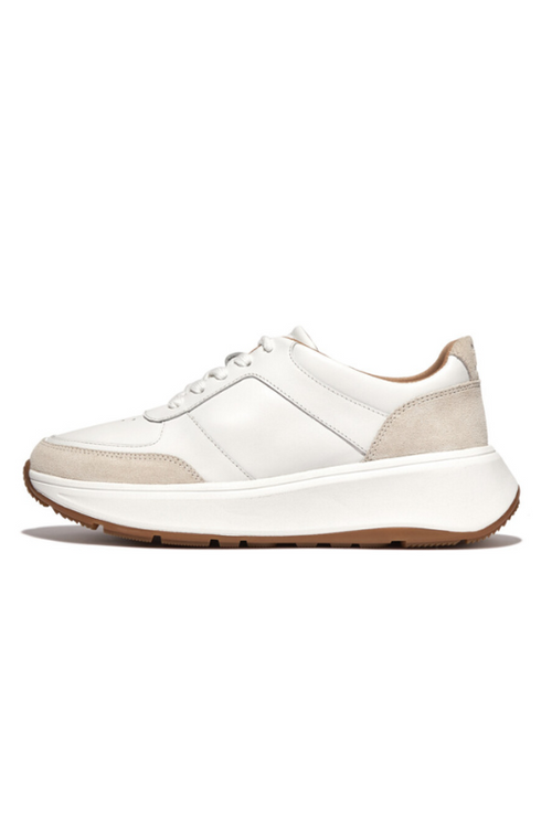 An image of the Fitflop F-Mode Leather/Suede Flatform Sneakers