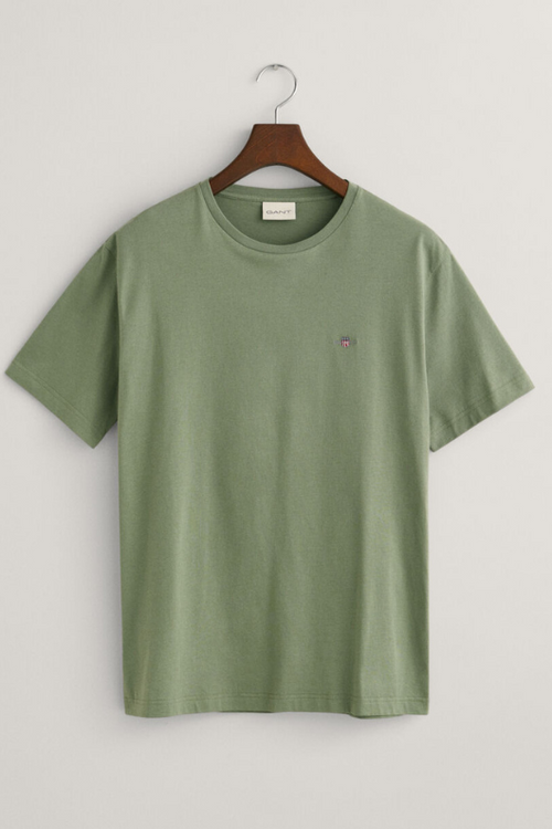 An image of the Gant Shield T-Shirt in the colour Dry Green.