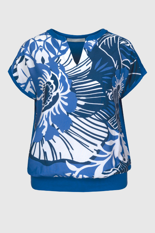 An image of the Bianca Emmy Patterned Top in the colour Blue.