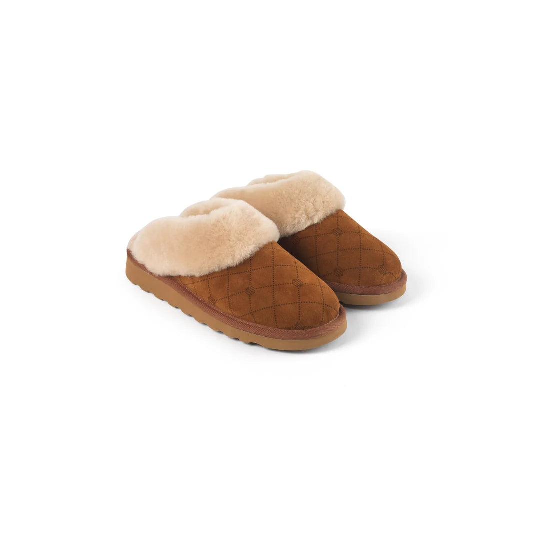 Fairfax & Favor Glencoe Mule Slipper Printed Tan Suede