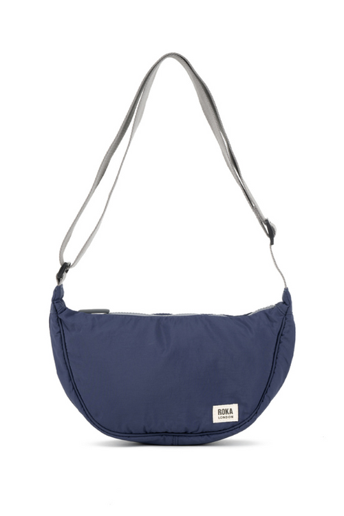 An image of the Roka London Farringdon Indigo Taslon Shoulder Bag.