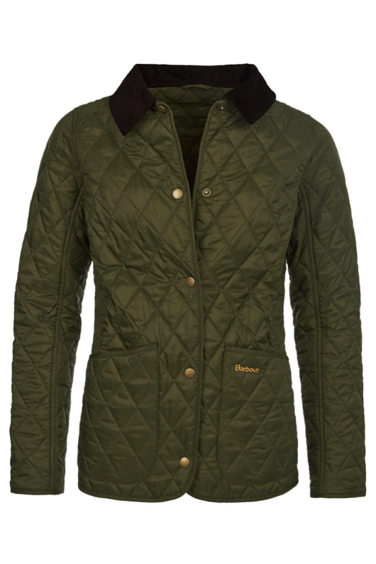 An image of the Barbour Annandale Quilted Jacket in the colour Olive.