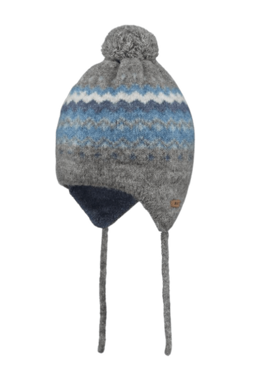 An image of the Barts Jalem Earflap Baby Hat in the colour Dark Heather.