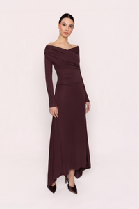 Cross-Sleeve Dress with Pointed Hem