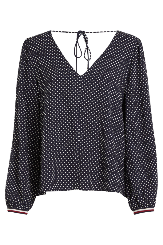 An image of the Tommy Hilfiger Polka Dot V Blouse
