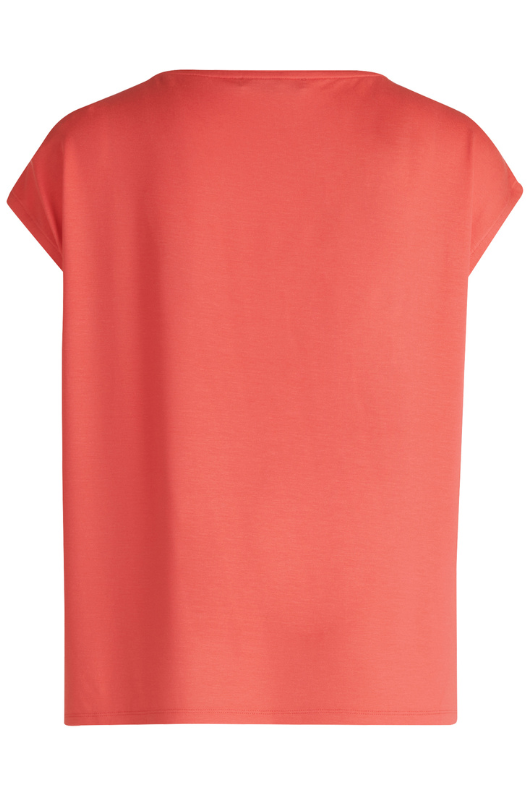An image of the Betty Barclay Cap Sleeve Blouse Top in the colour Red/Beige.