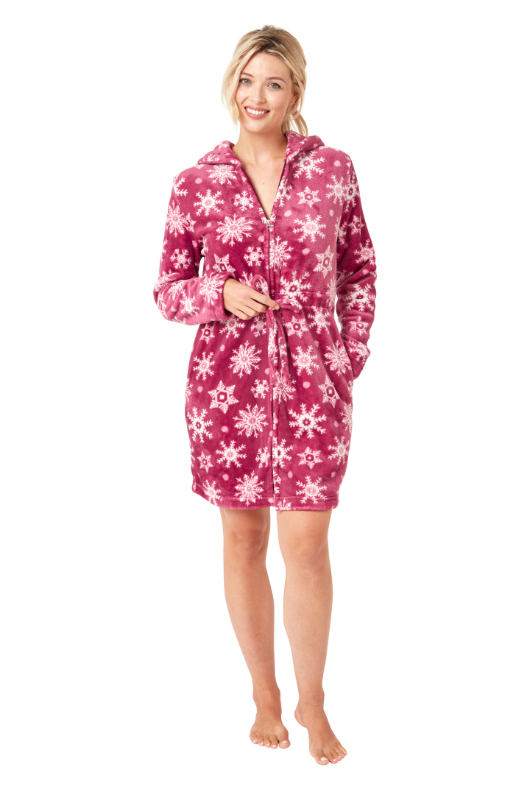 An image of the Marsylka Snowflake Fleece Hooded Robe