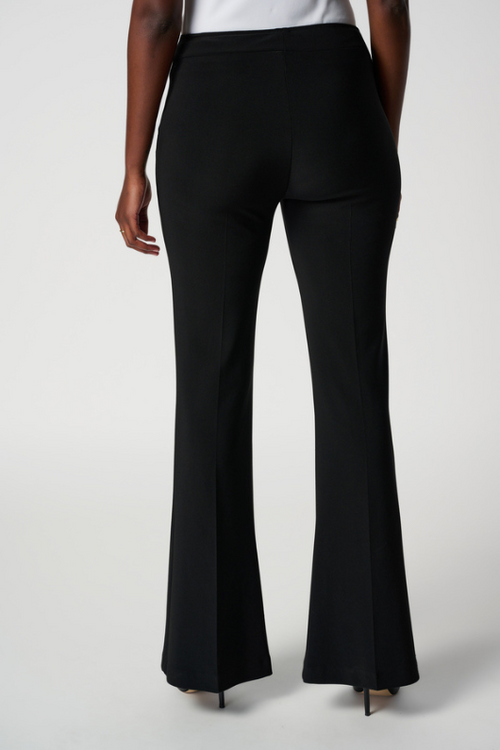 An image of a female model wearing the Joseph Ribkoff Flared Leg Trouser in the colour Black.