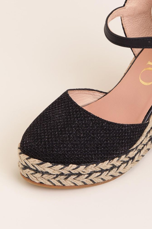 An image of the Gaimo Tiri Wedge High Sandals in the colour Black.