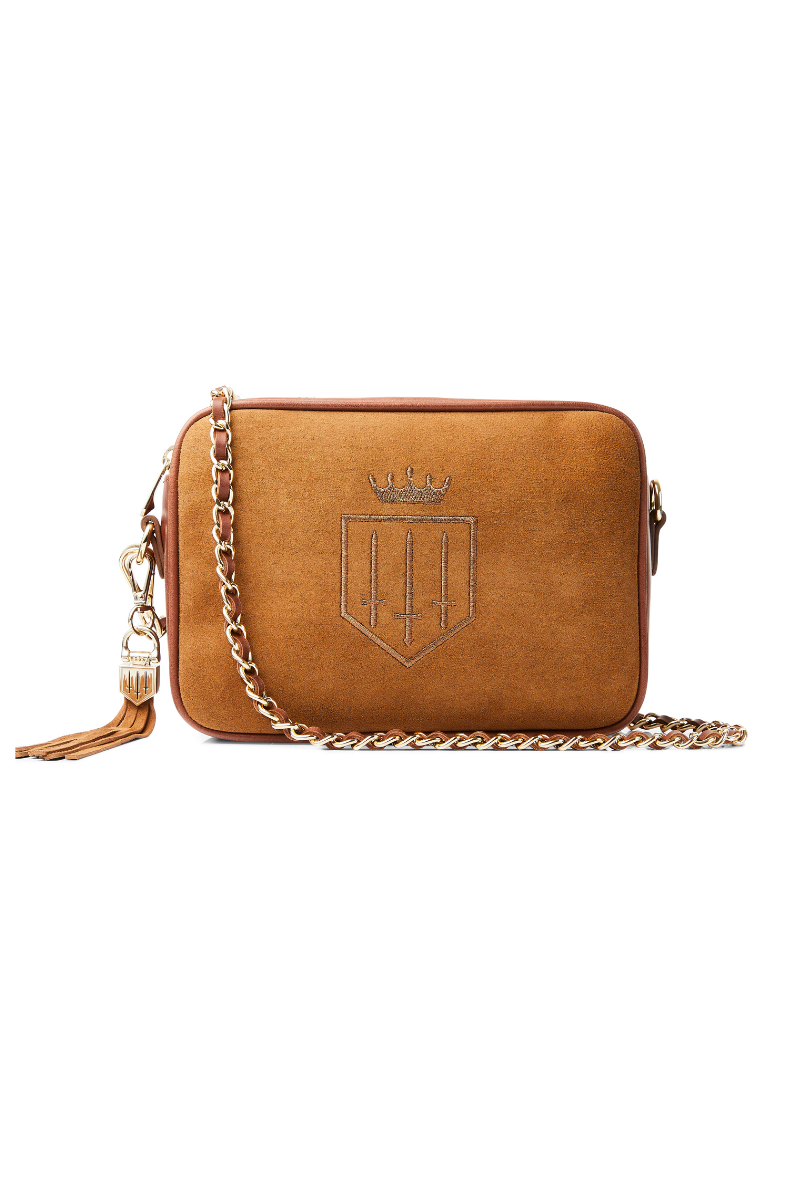An image of the Fairfax & Favor Fairfax & Favor Finsbury Cross Body Bag Tan Suede