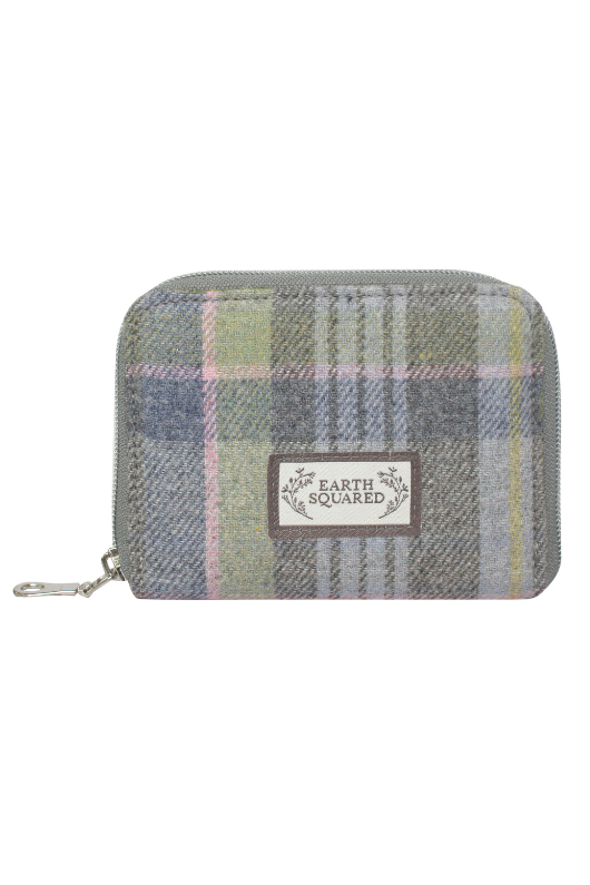 Earth Squared Tweed Wallet. A small wallet with zip closure and tweed design in the style Luffness.