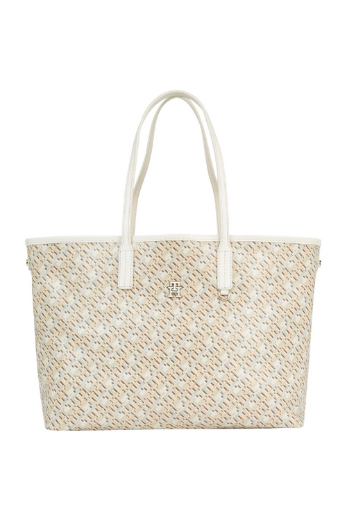 An image of the Tommy Hilfiger Removable Laptop Pouch Tote in the colour Neutral.