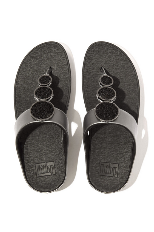 An image of the Fitflop Halo Bead Circle Leather Toe Post Sandals