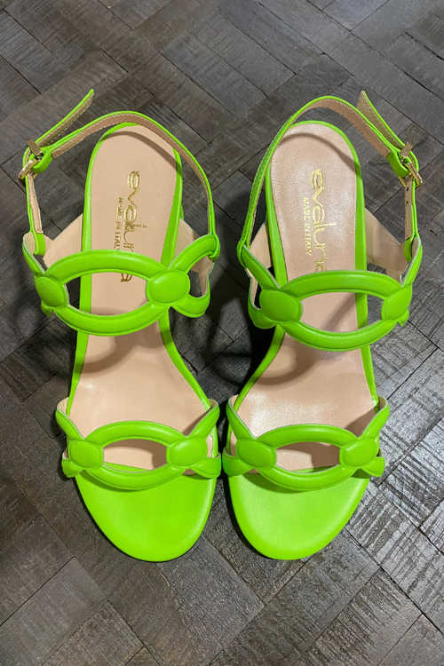An image of the Evaluna Vania Block-Heeled Sandal in the colour green.