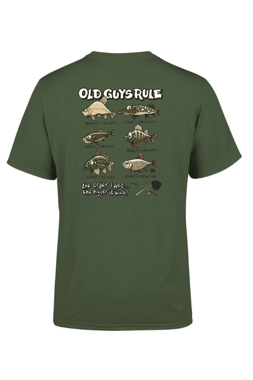 An image of the Old Guys Rule Bigger Fish II T-Shirt