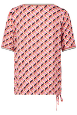 An image of the Betty Barclay Tie Pattern T-Shirt in the colour Red/Beige.