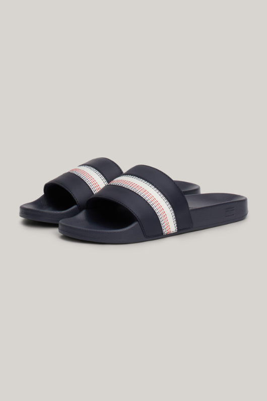 An image of the Tommy Hilfiger Global Stripe Topstitch Pool Slides