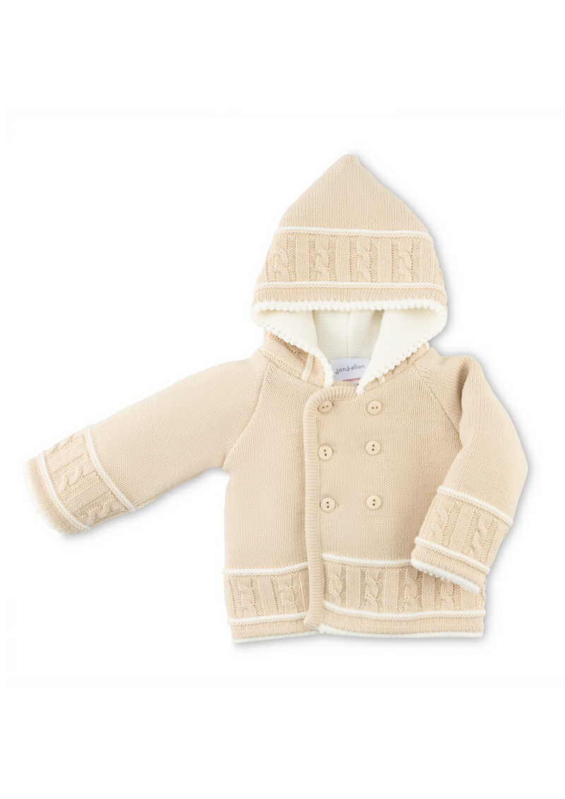 An image of the Dandelion Clothing Knitted Hooded Baby Jacket