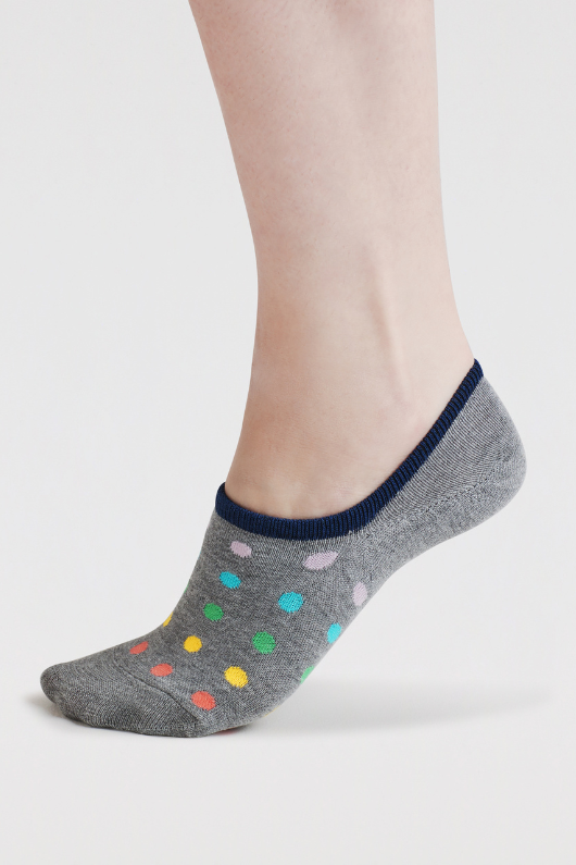 An image of the Thought Socks Dina Rainbow No Show Socks in the colour Grey Marle.