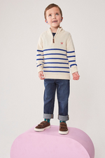 An image of the Crew Clothing Stripe 1/2 Zip Knit Jumper
