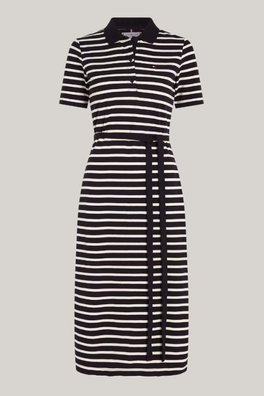 An image of the Tommy Hilfiger Breton Stripe Midi Polo Dress