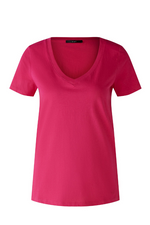 Oui T-Shirt. A crap sleeve T-shirt with V-neck in the colour pink.